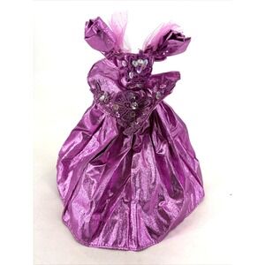 VTG Barbie Clone Brass Key Designer Cruise Collection Purpl Metallic Sequin Gown